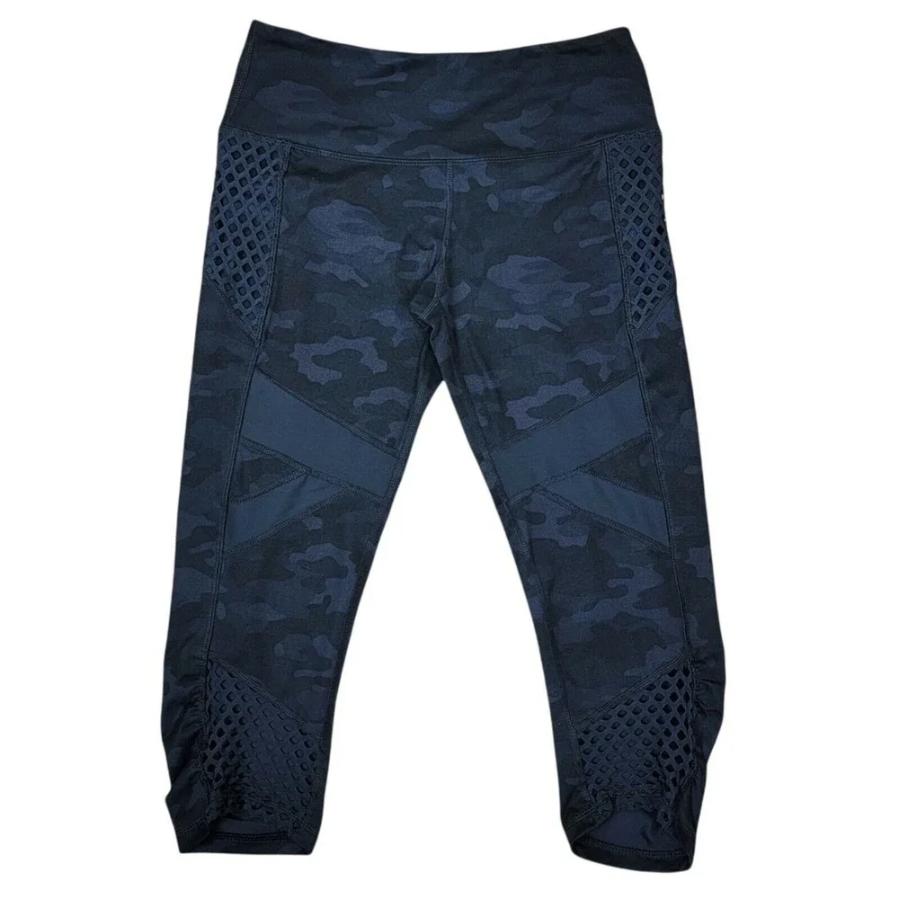 Glyder Aperture Crop Into the Night Leggings Womens Sz XS Black Camo Moto Active